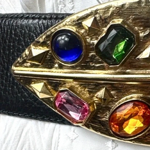 Laure de France Statement Leather Belt | Jewel Buckle | Made in France - Picture 4 of 8